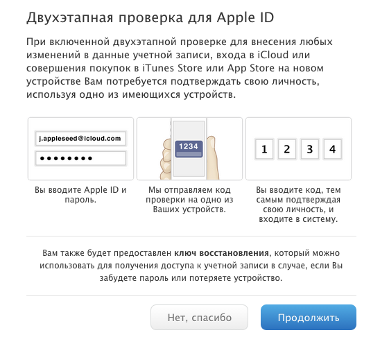 Двухфакторная аутентификация Apple ID